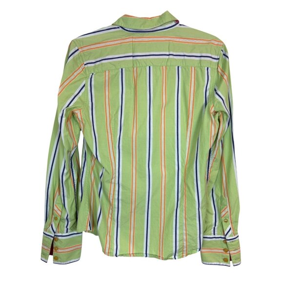 Robert Graham Women's Size 10 Striped Button Down Shirt Green Orange - Picture 6 of 11